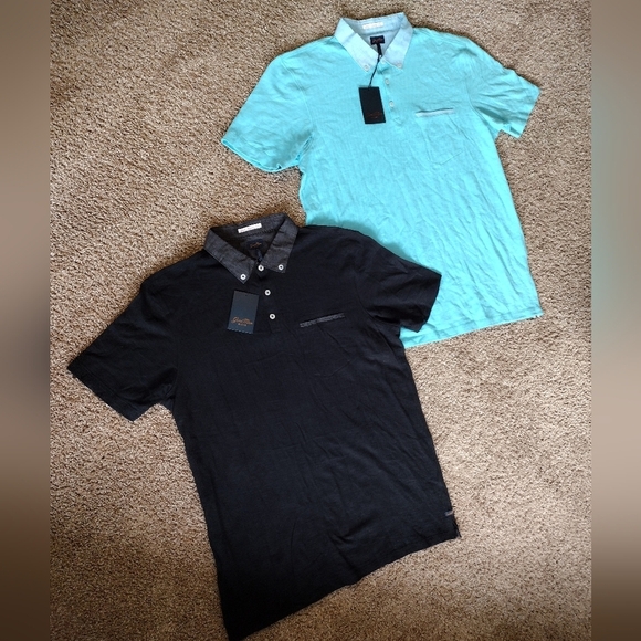 Good Man Brand Black and Light Blue Polo Shirts NWT - Picture 2 of 8